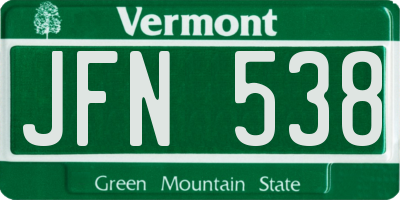 VT license plate JFN538