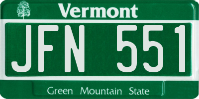 VT license plate JFN551