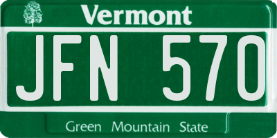 VT license plate JFN570