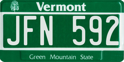 VT license plate JFN592