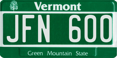 VT license plate JFN600