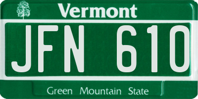 VT license plate JFN610