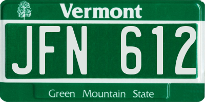 VT license plate JFN612