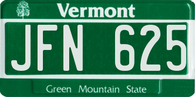 VT license plate JFN625