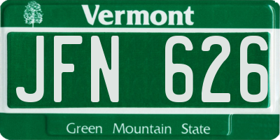 VT license plate JFN626