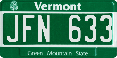 VT license plate JFN633