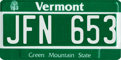 VT license plate JFN653