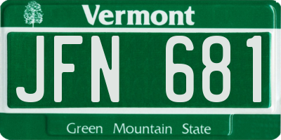VT license plate JFN681