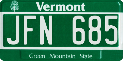VT license plate JFN685