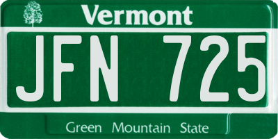 VT license plate JFN725