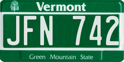 VT license plate JFN742
