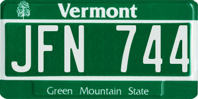VT license plate JFN744