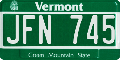 VT license plate JFN745