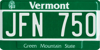 VT license plate JFN750