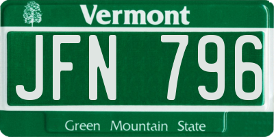 VT license plate JFN796