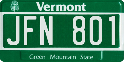 VT license plate JFN801
