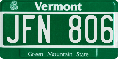 VT license plate JFN806