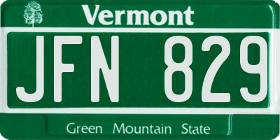 VT license plate JFN829