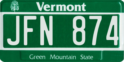VT license plate JFN874