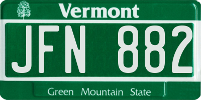 VT license plate JFN882