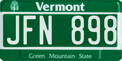 VT license plate JFN898