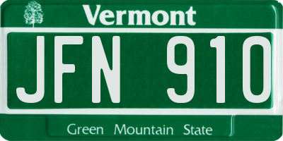 VT license plate JFN910