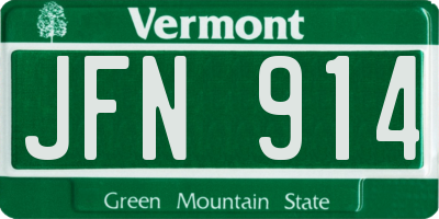 VT license plate JFN914