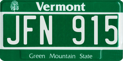 VT license plate JFN915