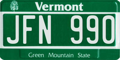 VT license plate JFN990