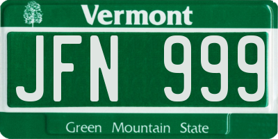 VT license plate JFN999