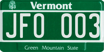 VT license plate JFO003