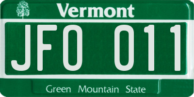 VT license plate JFO011