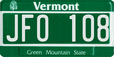VT license plate JFO108