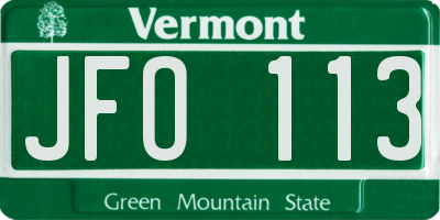 VT license plate JFO113