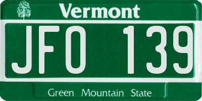 VT license plate JFO139