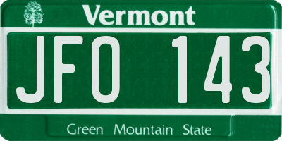 VT license plate JFO143