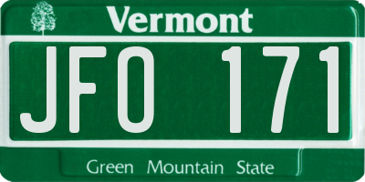 VT license plate JFO171