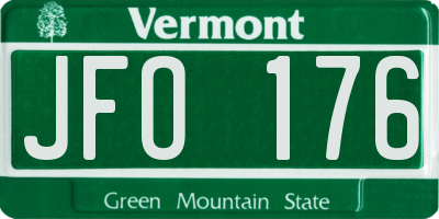VT license plate JFO176