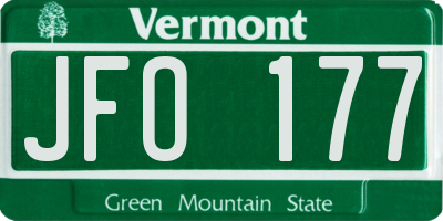 VT license plate JFO177