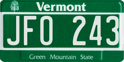VT license plate JFO243