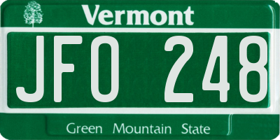 VT license plate JFO248