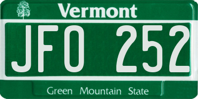 VT license plate JFO252