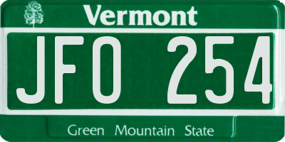 VT license plate JFO254