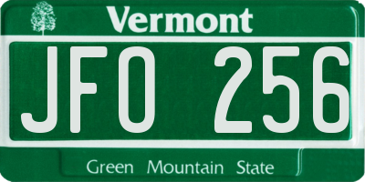 VT license plate JFO256