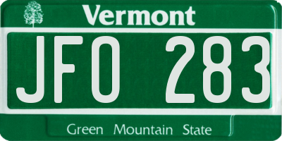 VT license plate JFO283