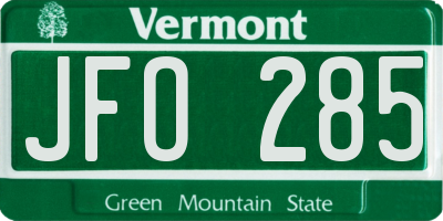 VT license plate JFO285