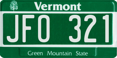VT license plate JFO321