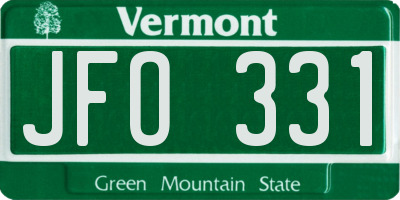 VT license plate JFO331