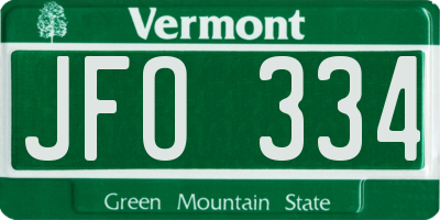 VT license plate JFO334