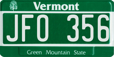 VT license plate JFO356